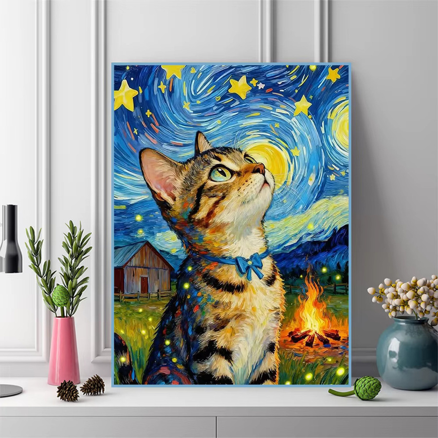 Evershine Diamant-Stickerei Cartoon-Katze, Mosaik-Bild, Acryl, Kindergeschenk - Bild 3