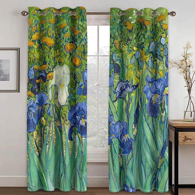 A Family Of Home Textiles Vorhänge mit Renaissance- und Van Gogh-Gemälden, halbtransparent, mehrfarbig, mit Ösen, Breite: 50 cm, Höhe: 50 cm, 2er-Set - Bild 1
