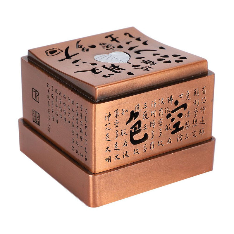 GoolRC Räucherwerkhalter aus Zinklegierung in Braun im Vintage-Design mit Herz-Sutra-Motiv - Bild 2