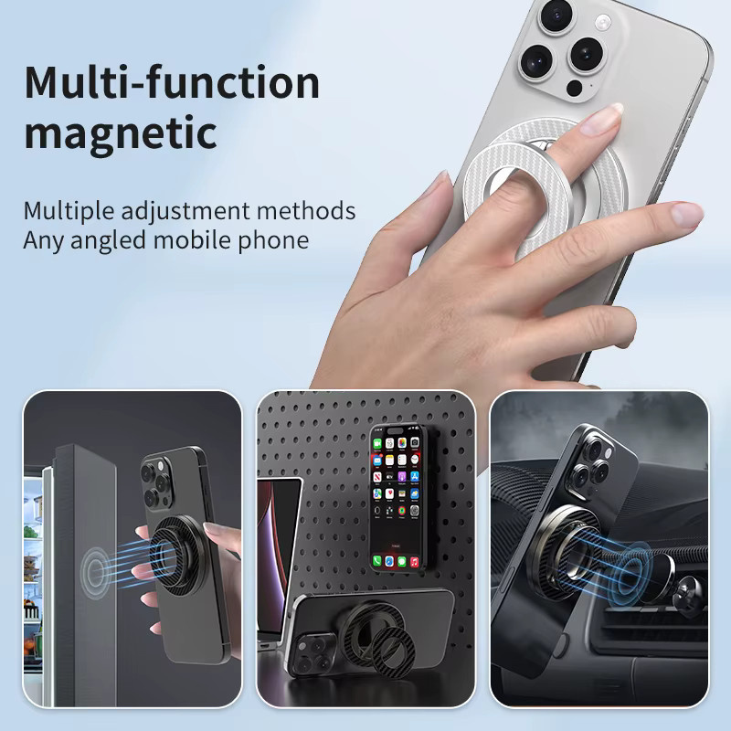 WSSHE Doppelseitiger MagSafe Telefonständer und magnetischer Ringhalter in Schwarz für iPhone und Android - Bild 4