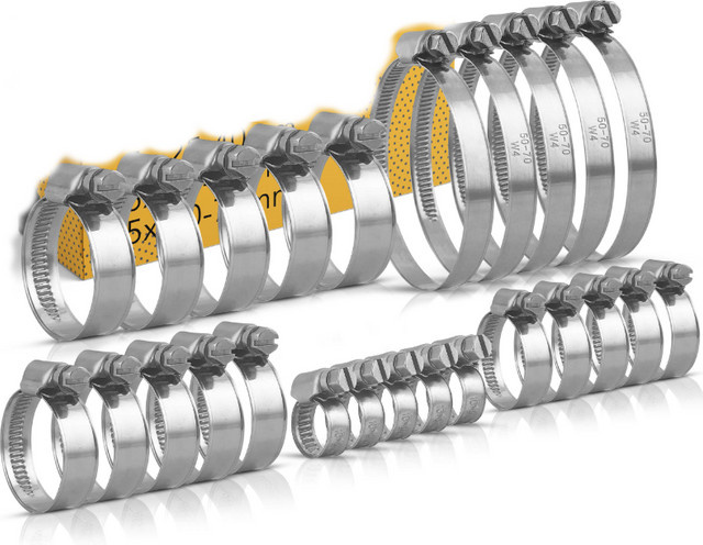 25 Stück Metall-Rohrschellen von ZENHOSIT in Silber, Kreuz-Design für Luftschlauch, Wasserleitung und Kraftstoffschlauch, Durchmesser: 16–70 mm - Bild 1