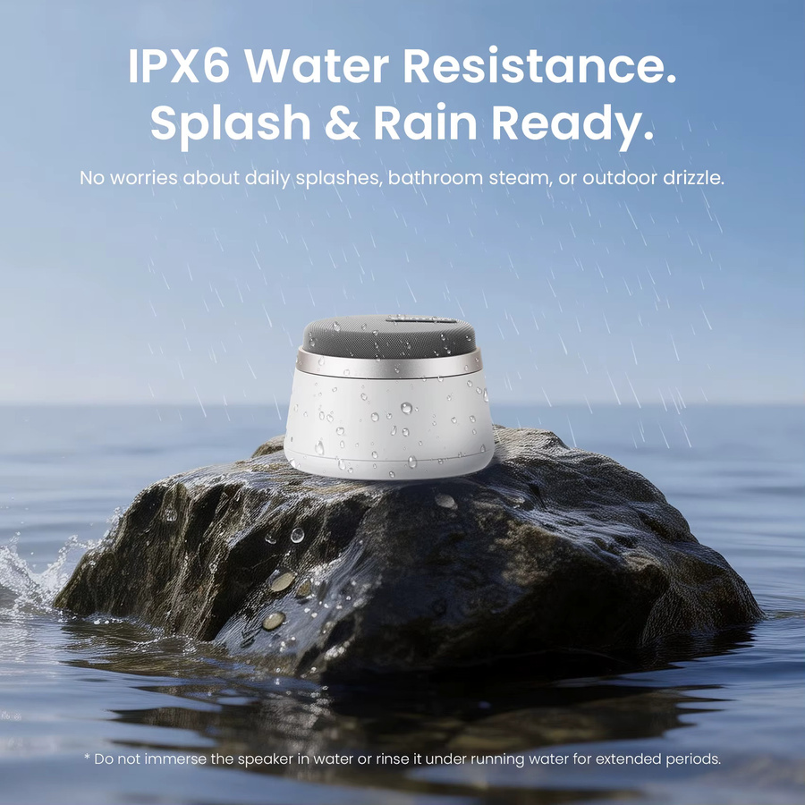 Vention Magnetischer Tragbarer Bluetooth-Lautsprecher IPX6 Wasserdichter Mini-Duschlautsprecher mit Verstärktem Bass TWS Stereo Outdoor-Lautsprecher mit Halterung, Weiß - Bild 2
