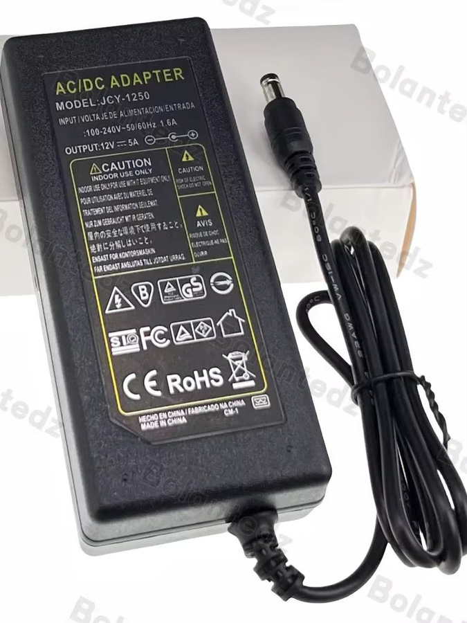 Bolantedz Universal Netzteil 12V 5A AC 100V 220V DC 5000mA Konverter Adapter in Schwarz mit 5,5mm x 2,1-2,5mm Anschluss für LED Streifen und CCTV - Bild 4
