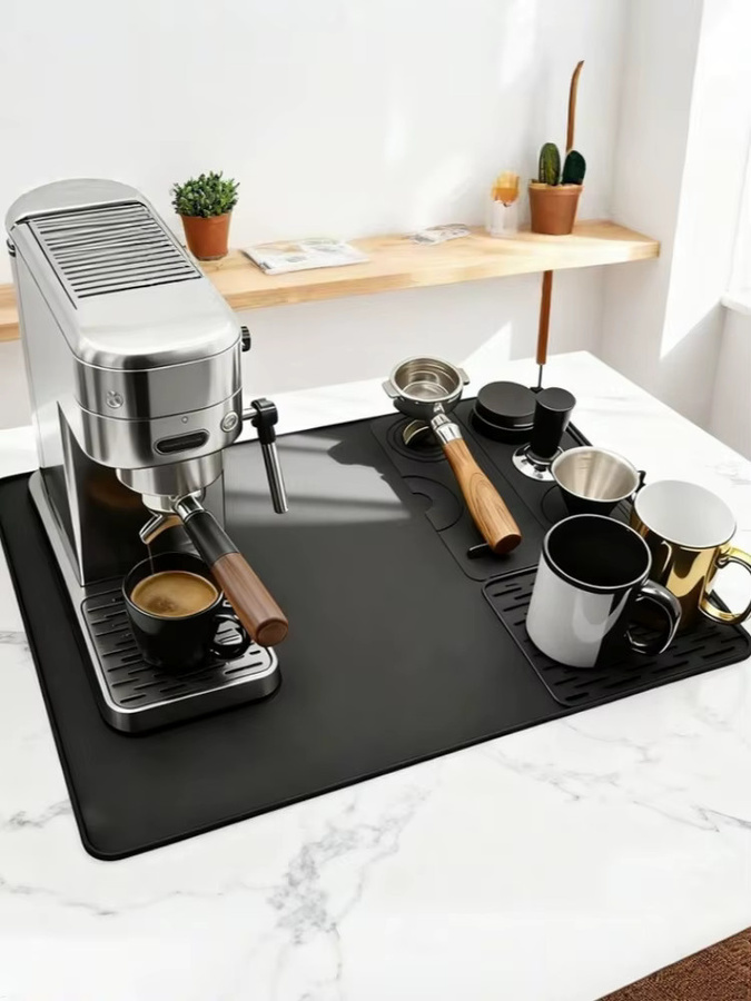 JUSTINLAU 3-in-1 Kaffeematte aus Silikon mit Tamperunterlage, rutschfest und abnehmbar, Grau/Schwarz - Bild 6