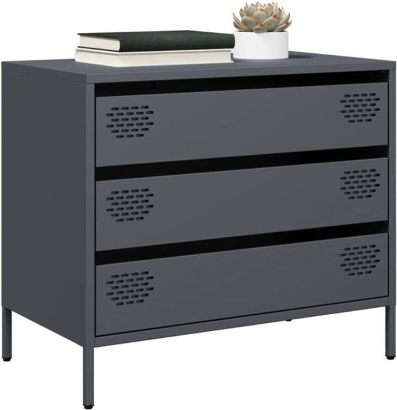 Sideboard vidaxl aus kaltgewalztem Stahl in Anthrazit im Industrial Design B/T/H: 68 x 39 x 58,5 cm - Bild 1