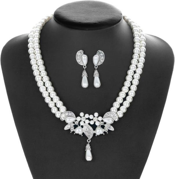 YIRAN Jewelry Halskette, 3 Schicht, Perle, Kristall, Damen - Bild 1