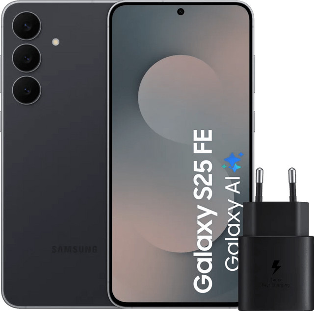 Samsung Galaxy S25 FE 256GB Schwarz 5G mit Samsung 25 Watt Ladegerät Schwarz - Bild 1