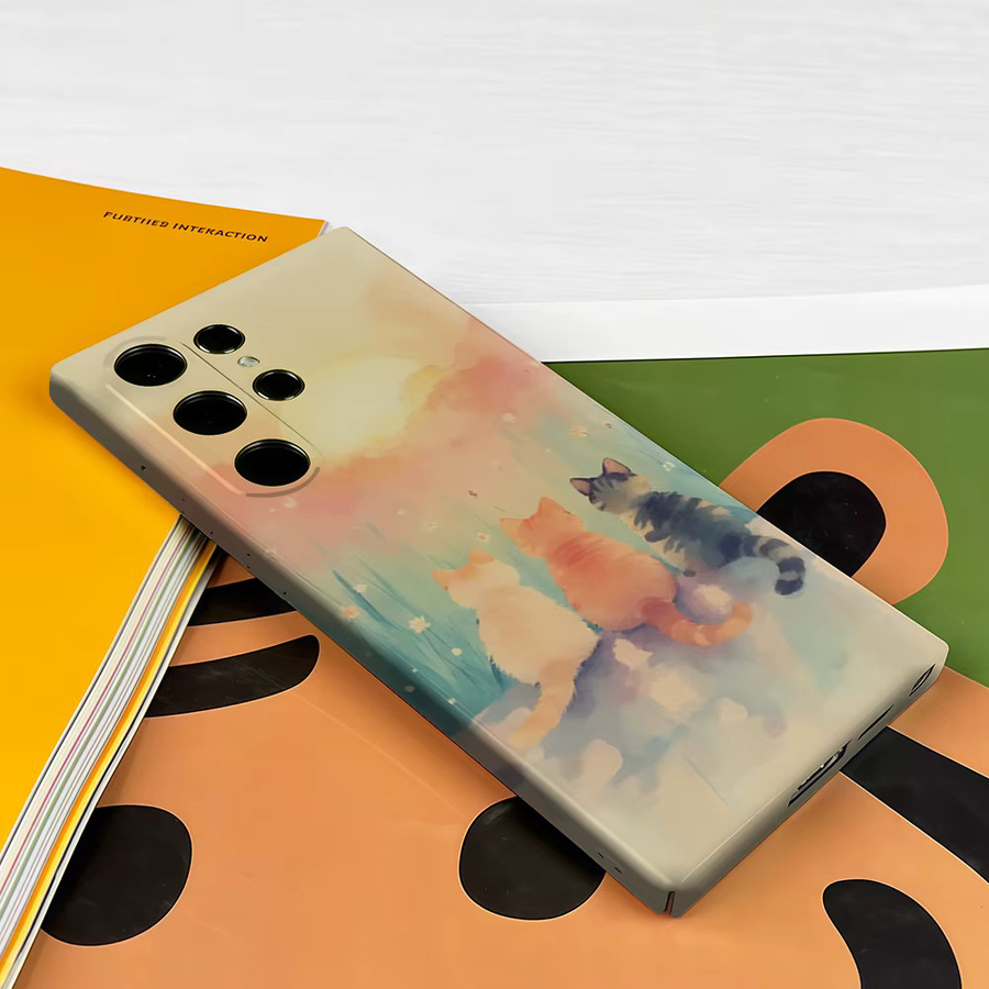 Stoßfeste Doppelschicht Handyhülle Sonnenuntergang Katzen-Trio für Samsung Galaxy S26 S25 S24 S23 Ultra Plus in Multicolour - Bild 3