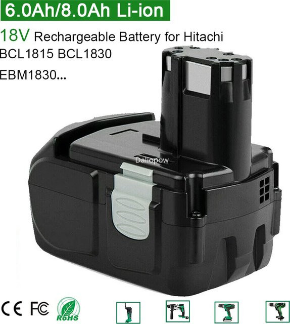 Hitachi Ersatzakku Li-Ion 18 V für BCL1815 BCL1830 EBM1815 EBM1830 DS18DL DH18DL C18DL DV18DL (6,0 Ah oder 8,0 Ah) - Bild 1