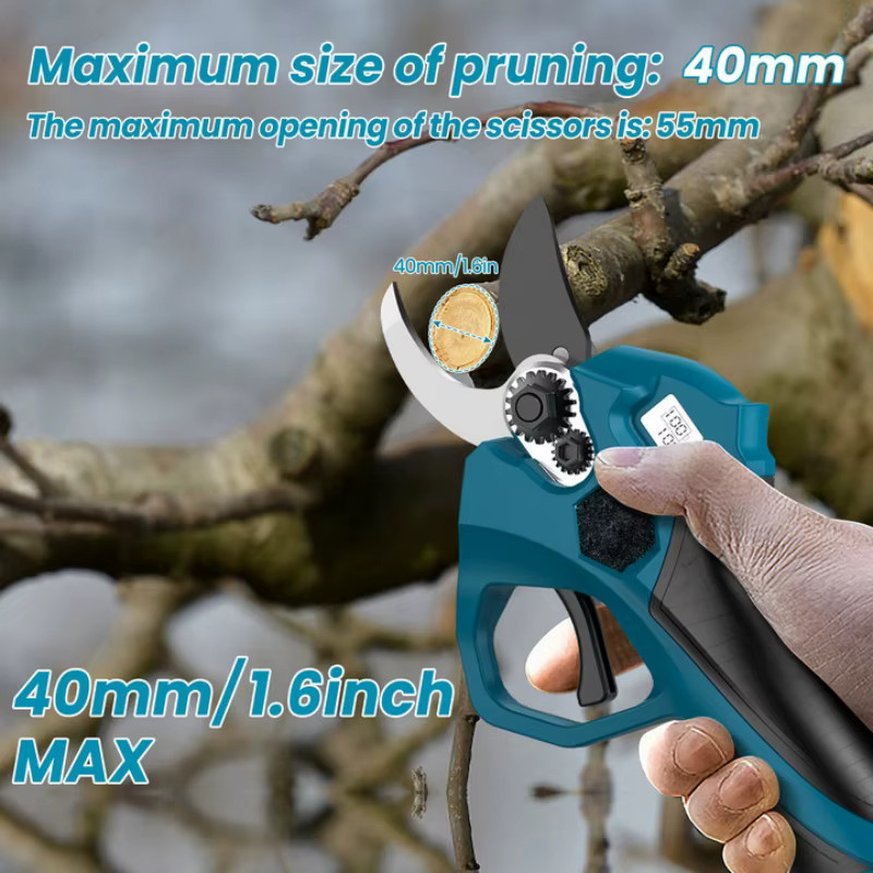 OWJHE Kabellose elektrische Hochastschere mit 40mm Schnittkapazität und 2m Verlängerungsstange für Makita LXT Akkus, Blau - Bild 8