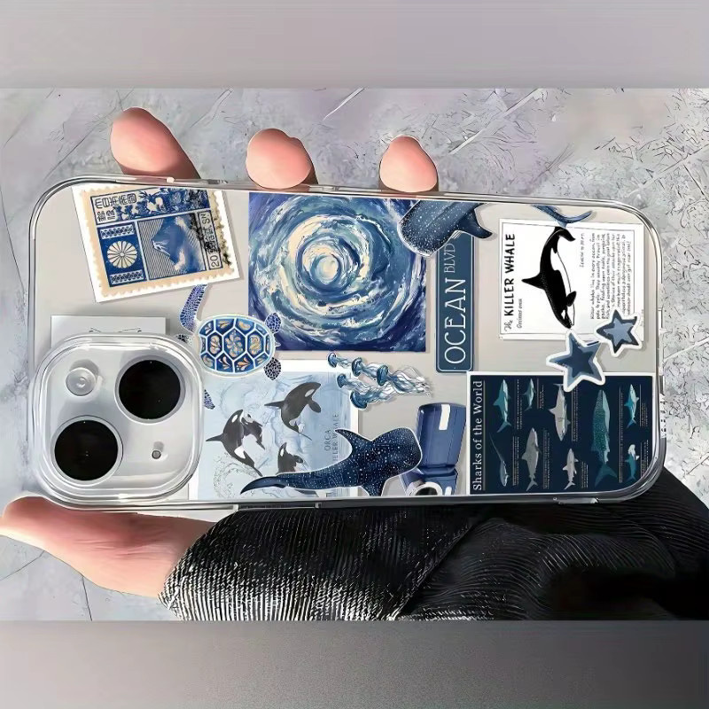 Transparente TPU-Handyhülle mit Meeresschlangen- und Wassermuster für Apple iPhone 11 bis 17 Pro Max Plus, sturzsicher - Bild 3