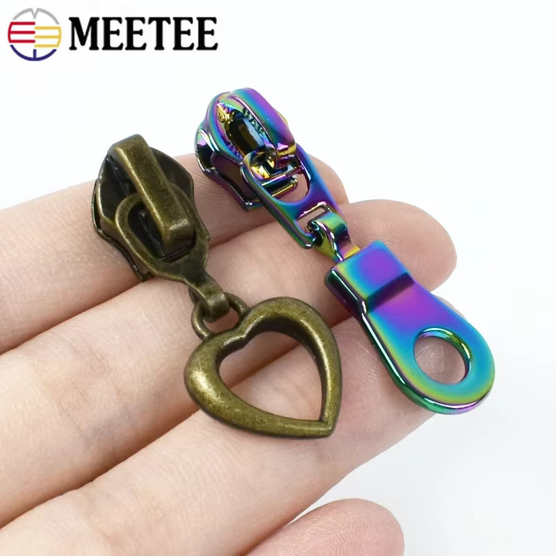 Meetee Reißverschlussschieber Set für Nylon-Reißverschlüsse, Metall-Reißverschlussköpfe in Multicolour für Kleidung und Taschen, DIY-Nähzubehör - Bild 2