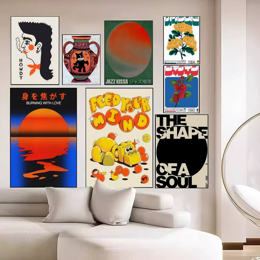 Kayou Vintage-Poster Feed Your Mind mit abstraktem Motiv, selbstklebende Wandkunst-Dekoration in Mehrfarbig, B: 20,0 cm, H: 15,0 cm - Bild 2