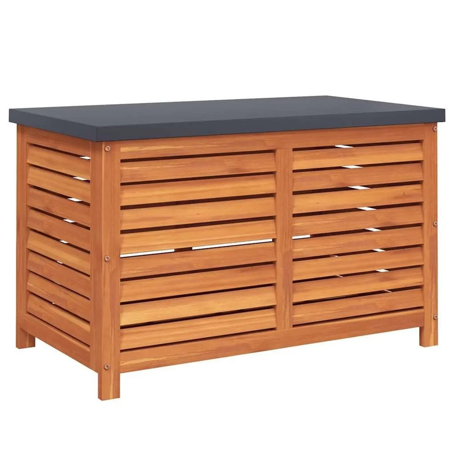 vidaXL Gartenbox aus geöltem Eukalyptusholz in Braun, B/T/H: 90 x 48 x 55 cm - Bild 2
