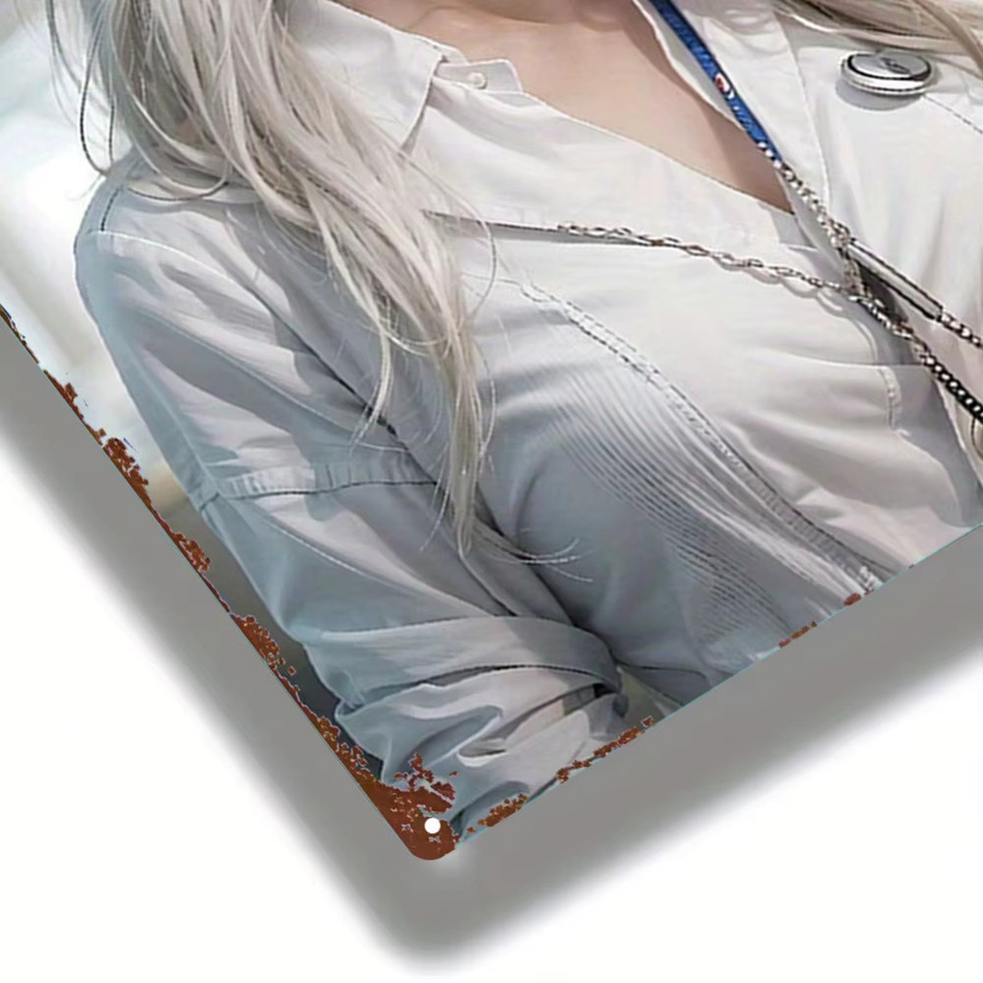 Blechschild HELLOYOUNG Damenporträt Kunstillustration in Silber und Multicolour, Rechteckige Dekorplakette für deine Wand, Breite: 20,3 cm, Höhe: 30,5 cm - Bild 5