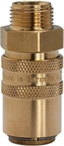 Riegler Temperierkupplung DN 9 mit Absperrventil, Messing, Gold, M16x1,5 gerade - Bild 1
