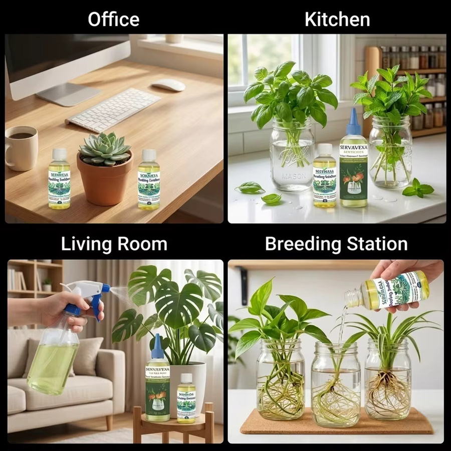 SERVAVEXA 2-teiliges Pflanzenwachstums-Set mit 110 ml Nährstoff und 35 ml Bewurzelungslösung für schnelle Bewurzelung und Gartenregeneration - Bild 6