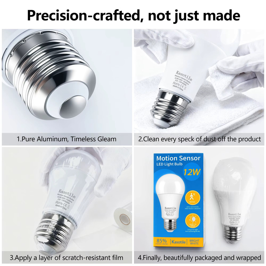 Kasotile LED-Lampen mit Bewegungssensor und Dämmerungssteuerung, E27, Weiß, 10er-Pack - Bild 2