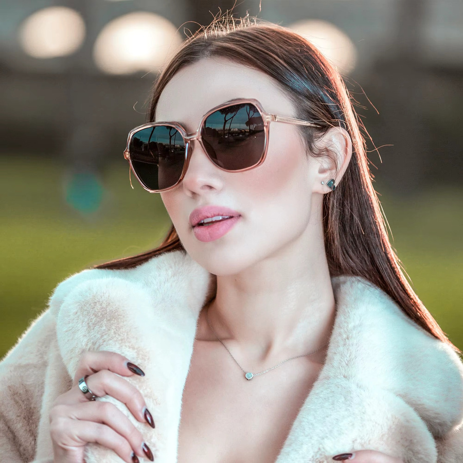 ZENOTTIC Sonnenbrille Schmetterling, Vollrand, Braun, Kunststoff, Damen - Bild 2
