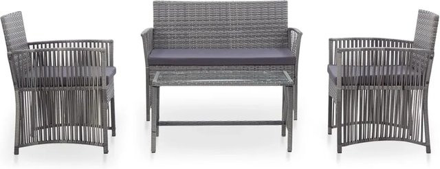 vidaXL 4-tlg Garten-Lounge-Set aus Poly Rattan mit Auflage in Anthrazit - Bild 1