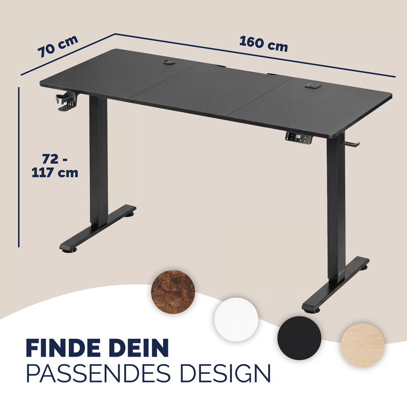 CASARIA Höhenverstellbarer Schreibtisch in Carbon-Optik mit Elektroantrieb, Farbe: Schwarz, B/T/H: 160 x 70 x 72-117 cm - Bild 2
