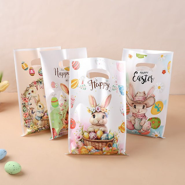 50 Stück ZQNYCY Ostern Geschenktüten mit Hasen-Motiv in Mehrfarbig für Süßigkeiten und Eier aus Papier - Bild 1