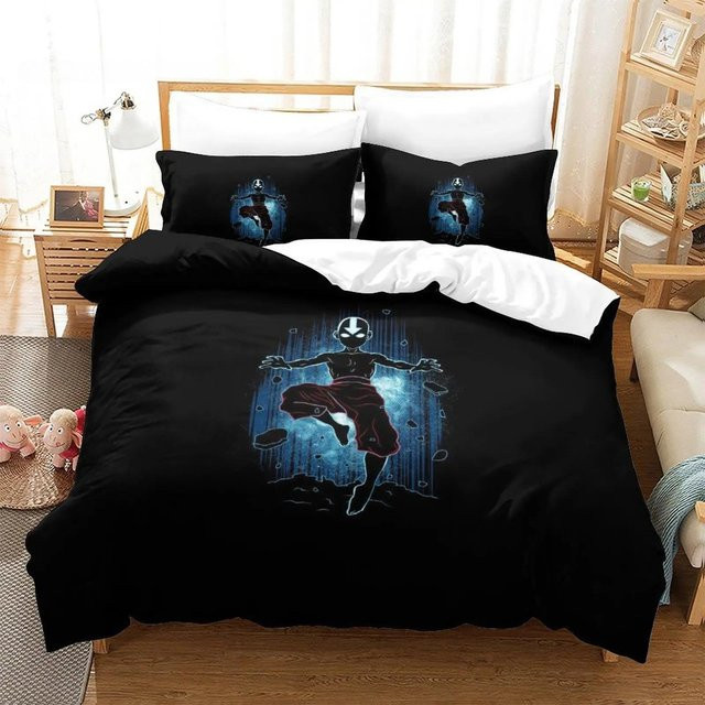 Binchi Fitness Avatar der Herr der Elemente Bettwäscheset mit 3D-Druck, Schwarz, B/H: 173 x 218 cm - Bild 1