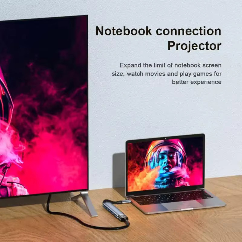 BSN USB-C Hub mit HDMI 4K 60Hz und USB 3.0 sowie PD 100W Power Delivery in Grau für MacBook Air Pro, iPad Pro und PC - Bild 3