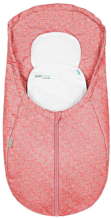Odenwälder Babycool Coolmax Sommer Fußsäckchen White Leaves Cranberry in Weiß und Pink - Bild 1
