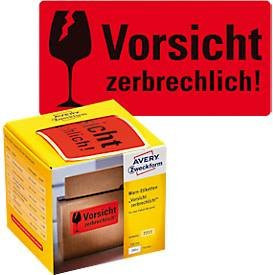AVERY Zweckform Warnetiketten Zerbrechlich in Rot, B: 100 mm, H: 50 mm, 1 Rolle mit 200 Stück - Bild 1