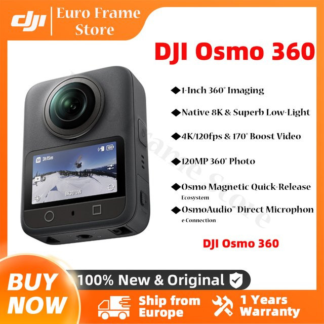 DJI Osmo Action Camera mit 1-Zoll-Sensor, 8K 360-Grad-Video und 120MP Fotos in Schwarz - Bild 1