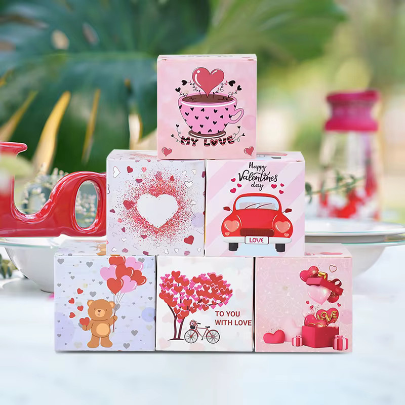 6er Set Rosa Papier-Geschenkboxen für Süßigkeiten und Plätzchen zum Valentinstag, Hochzeit oder zur Party - Bild 2
