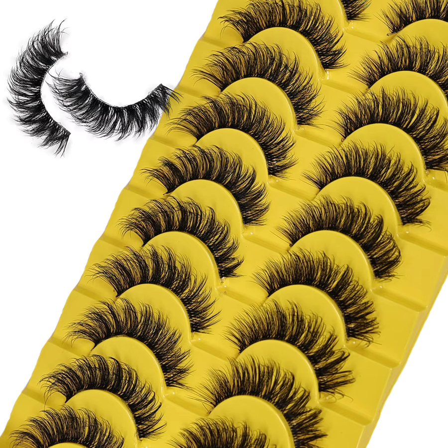 JIEFUXIN Künstliche Wimpern Wispy Lashes 3D Volumen, 10 Paar, Black - Bild 2
