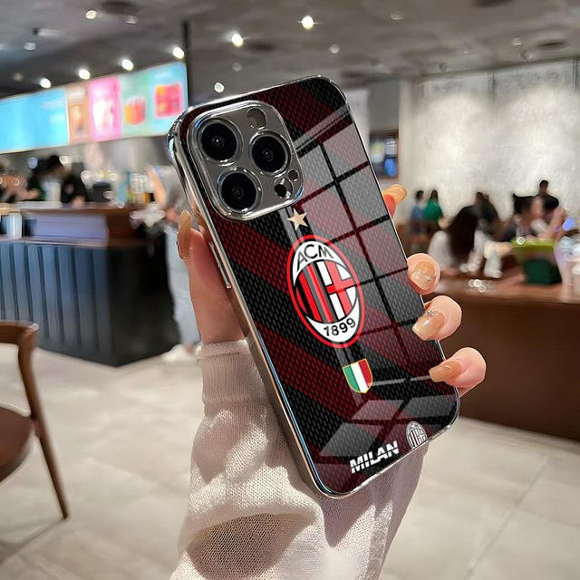 AC M-Milan-S Stoßfeste Handyhülle mit galvanisierter Glasabdeckung für iPhone 11 bis iPhone 17 Pro Max in Multicolour - Bild 1