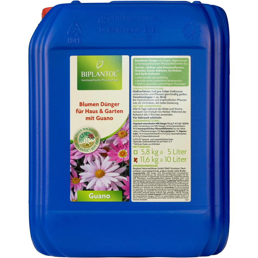 Biplantol Guano Flüssigdünger für Zierpflanzen und Blumen, 1 l - Bild 2
