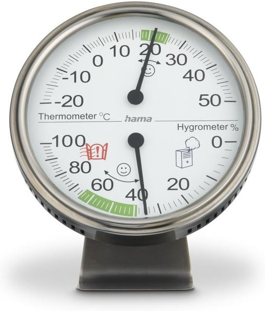 Hama Thermometer und Hygrometer Tahiti in Silber, Durchmesser: 11 cm - Bild 1