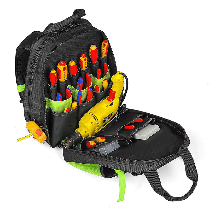 Jakah Werkzeugrucksack HL088 mit 42 Taschen, robuster Werkzeug-Organizer mit wasserdichtem Boden und abnehmbarem Werkzeugträger - Bild 4