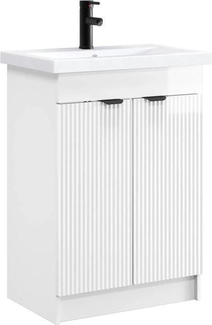 vidaXL Badezimmermöbel-Set Waschtisch mit Hochglanz-Finish in Weiß, B/T/H: 78,5 x 37,5 x 81 cm - Bild 1