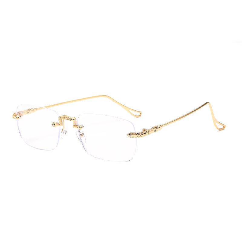 Lesebrille, Unisex, randlos, rechteckig, Metall, gold - Bild 2