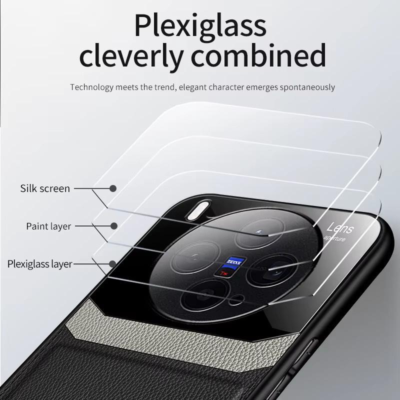 EUCAGR Luxus Handyhülle aus Acryl und Leder für VIVO X300 Pro und VIVO X300 in Rot mit Kameraschutz - Bild 3