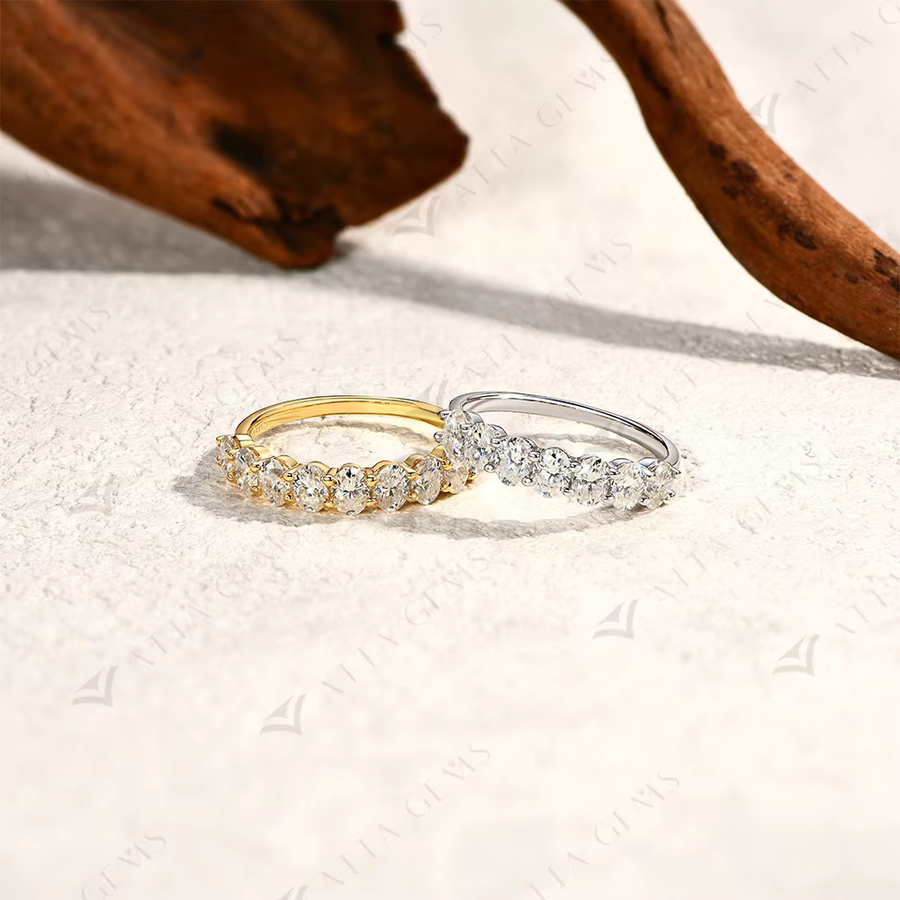 ATTAGEMS Moissanit-Ring, Ovalschliff, 925 Silber, 18 Karat vergoldet, Damen - Bild 2