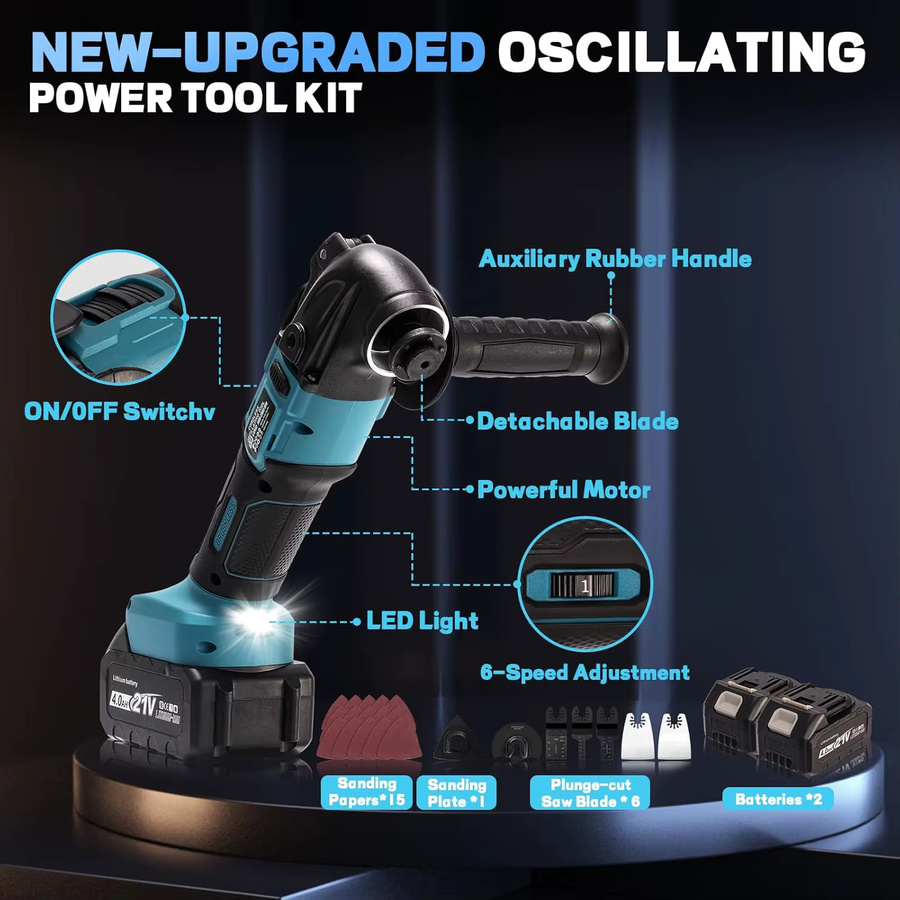Makita 22000OPM Multi Tool Akku-Oszillierwerkzeug mit Schnellspanner für 18 V LXT Akkus in Blau - Bild 2
