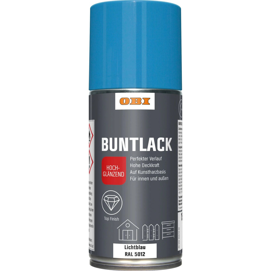 OBI Buntlack Spray RAL 5012 Lichtblau hochglänzend 150 ml - Bild 2
