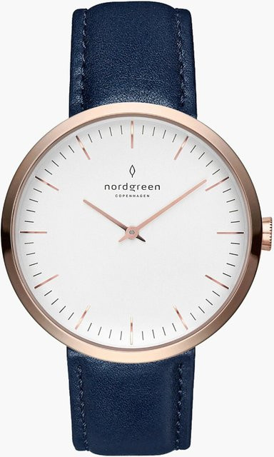Nordgreen Damenuhr Infinity, Quarz, Edelstahl, 32 mm, Leder, Weiß - Bild 1