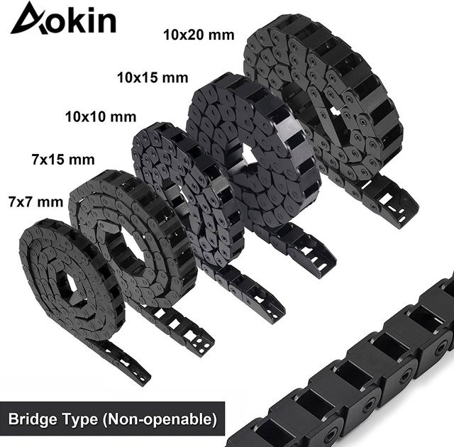 AOKIN Kunststoff-Kabelkette mit Drahtträger in Schwarz, Länge: 1 m, ideal als CNC-Kabelkanal und Schleppkette für CNC-Fräsmaschinen - Bild 1