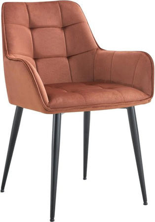 DELUKE Esszimmerstuhl BOKEL in Braun mit Samtbezug und Armlehnen, B/T/H: 58 x 62 x 86 cm