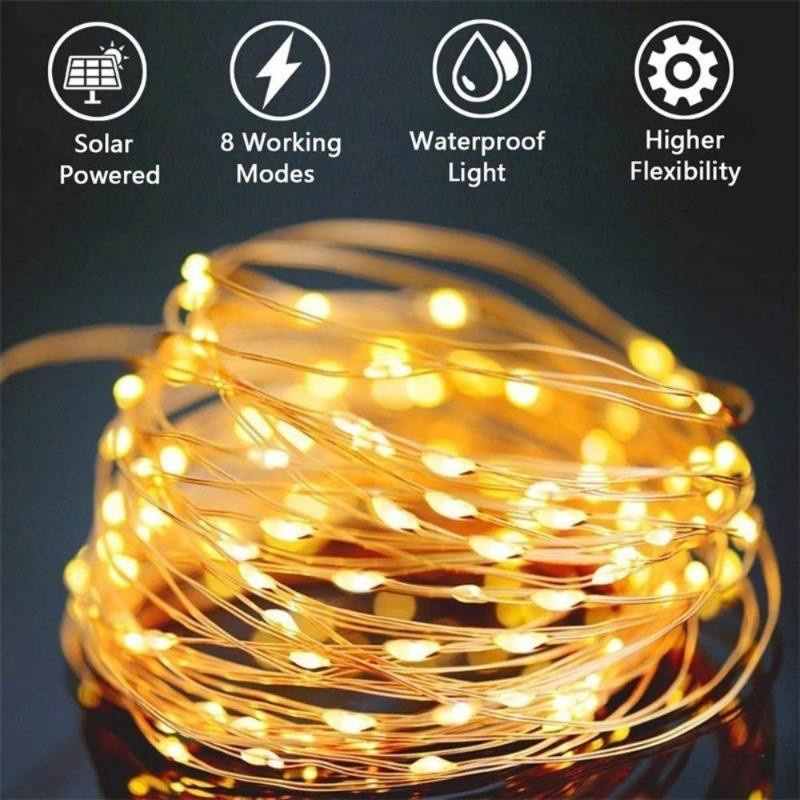 Lanzhong Home Decoration Solar LED Lichterkette Outdoor für Garten und Weihnachtsfeier, 300 LEDs, Blau, Wasserdicht IP65 - Bild 5