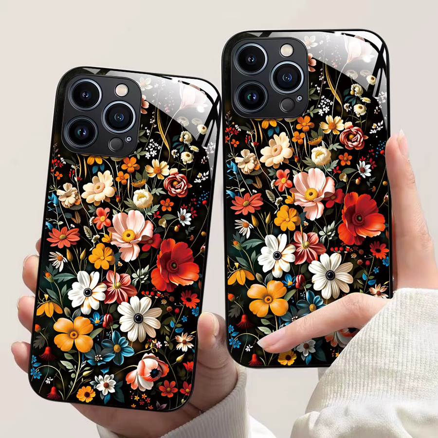 Stoßfeste Handyhülle mit Blumenmuster aus gehärtetem Glas für Samsung Galaxy S24 Ultra S25 Plus S23 5G S22 S21 FE S20 FE A53 A52 A51 in Multicolour - Bild 6