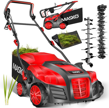 MASKO 2in1 Elektro Vertikutierer und Rasenlüfter mit 1800 Watt, 40 cm Arbeitsbreite und 55 l Fangkorb