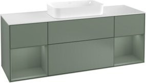 V&B Waschtischunterschrank Finion Wandbeleuchtung in Eiche lackiert, Breite: 160 cm, Höhe: 50,1 cm, Tiefe: 50,1 cm - Bild 1